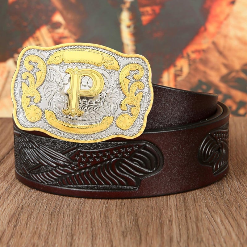 WMG Western Belt Buckle Initial Letters ABCDMRJ to Z Cowboy Belt Buckle, Rodeo Buckles for Men & Women Fits Up to 2 Inch Belts - Image 4